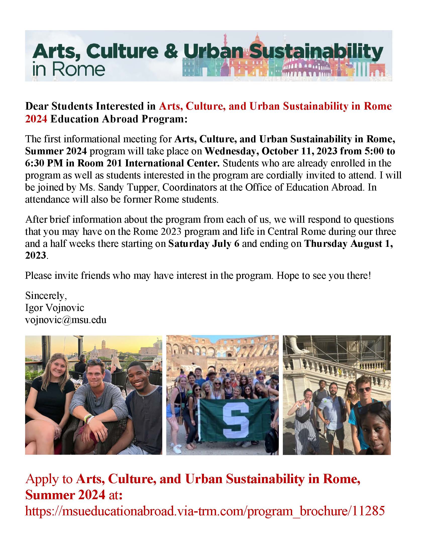 Study Abroad Rome Flyer